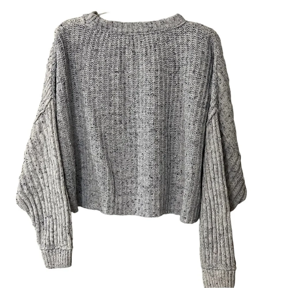 Free People On Your Side Cropped Cable Knit boxy slouchy  Crew Neck Sweater L - Picture 7 of 15